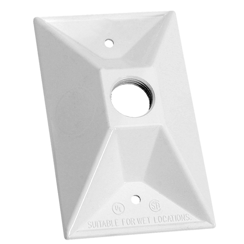 BWF RC-3WV Lampholder Cover, 4-9/16 in L, 2-13/16 in W, Rectangular, 1-Gang, Metal, White, Powder-Coated