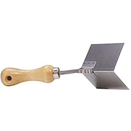 Corner Tool, 2-1/4 in W Blade, 4-1/8 in L Blade, Stainless Steel Blade, Wood Handle