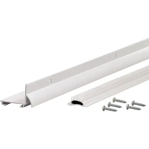 DB001 Series Door Bottom with Drip Cap, 48 in L, 1-1/4 in W, 1-1/4 in H, Aluminum White