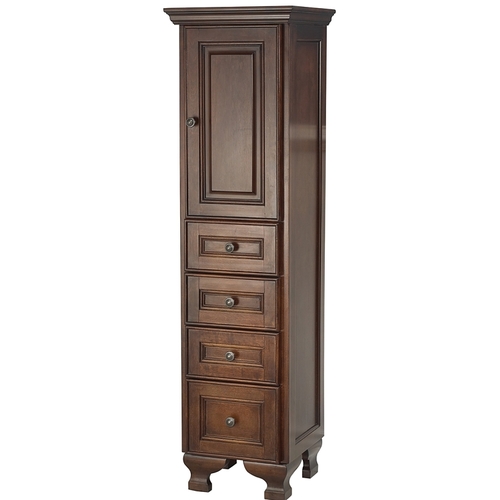 Floor Cabinet, 1-Door, 1-Shelf, 4-Drawer, Linen/Wood, Dark Walnut