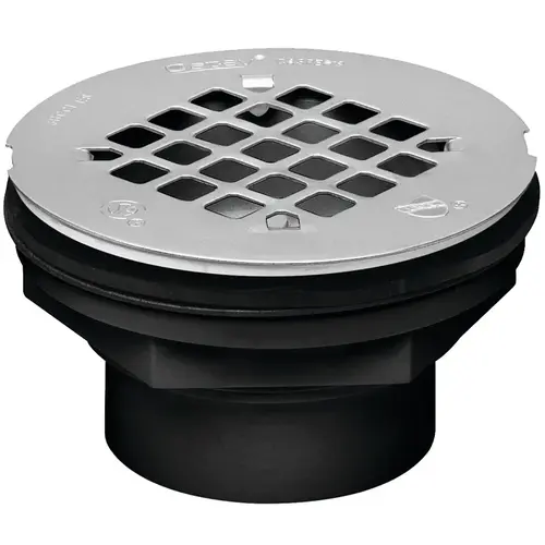 Shower Drain, ABS, Black, For: 2 in SCH 40 DWV Pipes