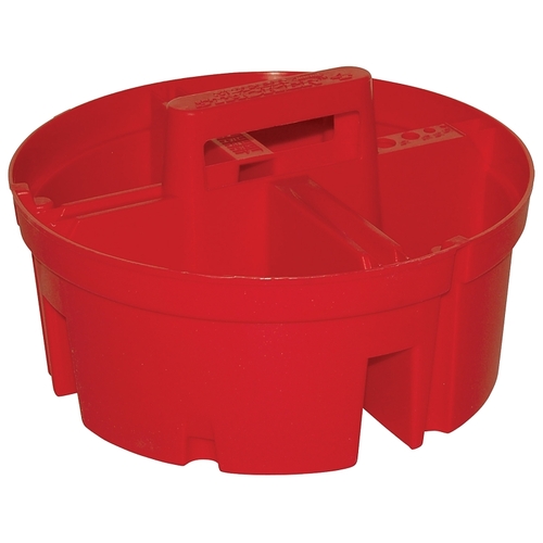 Super Stacker, Plastic, Red, 10-1/2 in Dia x 6 in H Outside, 4-Compartment