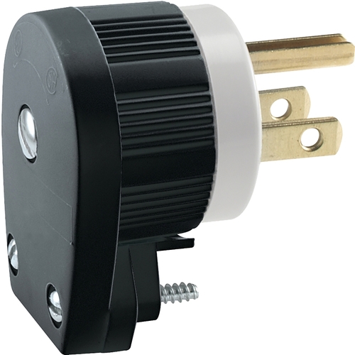 AH Electrical Plug, 2 -Pole, 15 A, 125 V, NEMA: NEMA 5-15P, Black/White
