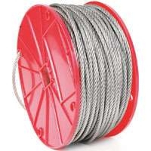 Aircraft Cable, 1/8 in Dia, 250 ft L, 350 lb Working Load, Stainless Steel