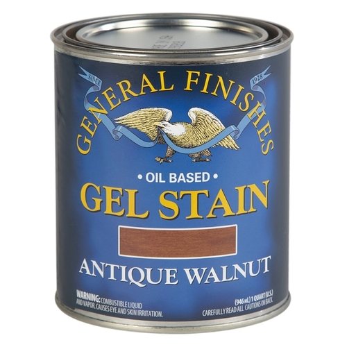 GENERAL FINISHES AQ Stain, Antique Walnut, Gel, Liquid, 1 qt, Can
