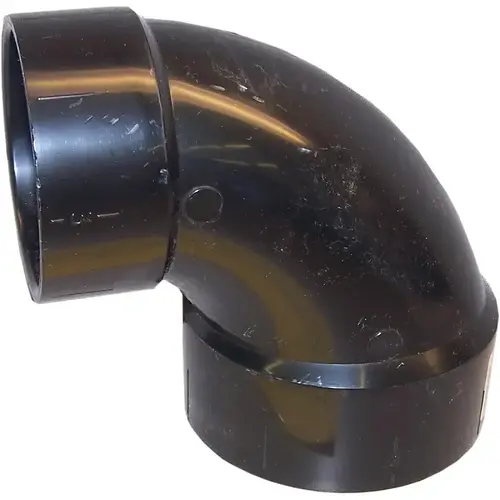 102223BC Reducing Closet Pipe Elbow, 4 x 3 in, Hub, 90 deg Angle, ABS, Black