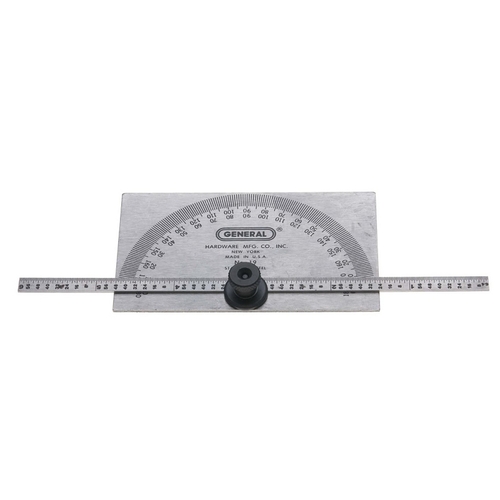 General 19 Protractor and Depth Gauge, 0 to 180 deg, Stainless Steel