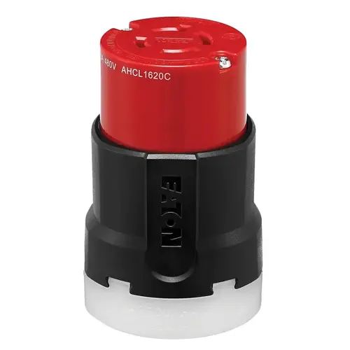 Ultra-Grip Locking Connector, 3 -Pole, 20 A, 480 VAC, NEMA: NEMA L16-20, Black/Red