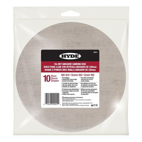 Hyde 09921 Sanding Disc, 9 in Dia, 180 Grit - pack of 10
