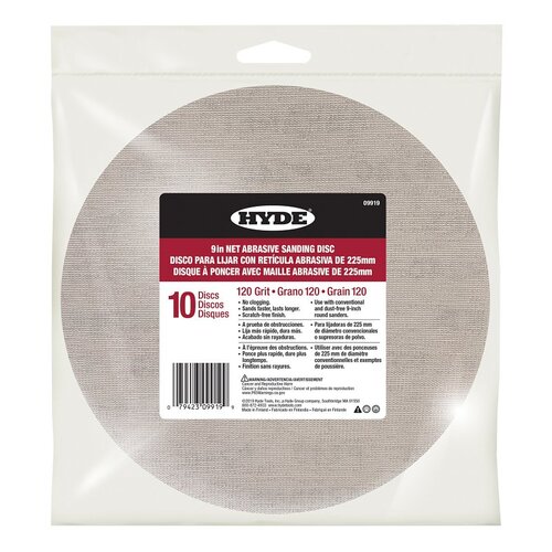 Hyde 09919 Sanding Disc, 9 in Dia, 120 Grit - pack of 10