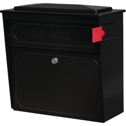 Mailbox, Steel, Powder-Coated, Black, 15-3/4 in W, 7-1/2 in D, 16 in H