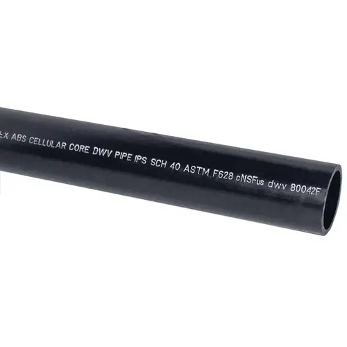 Cellular Core Pipe Plain, 4 in, 20 ft L, Black