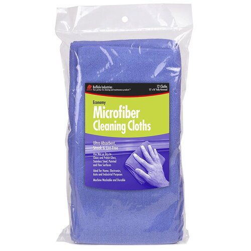 Cleaning Cloth, 16 in L, 12 in W, Polyester/Polyamide, Blue - pack of 21