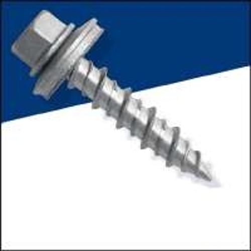 Screw, 1 in L, Coarse Thread, Hex Drive, Galvanized Steel