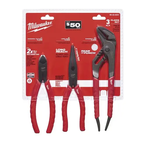 Pliers Set Torque Lock 3 pc Forged Alloy Steel Reaming Red