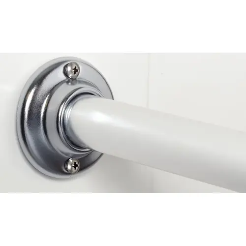 Zenith Products 60P1STL NeverRust Series AL500S Shower Rod, 60 in OAL, 1 in Dia, Aluminum, Chrome