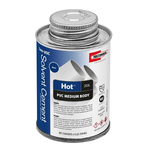 RectorSeal 4599528 Solvent Cement Hot Blue For PVC 4 oz Blue