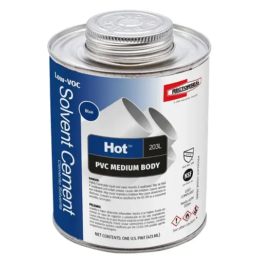 RectorSeal 55990 Solvent Cement Hot Blue For PVC 16 oz Blue