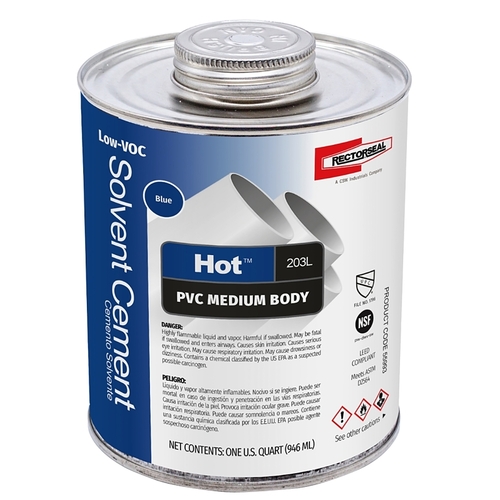 RectorSeal 55993 Solvent Cement Hot Blue For PVC 32 oz Blue