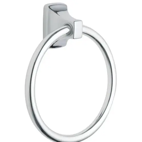 Contemporary Single Post Towel Ring Bright Chrome Finish