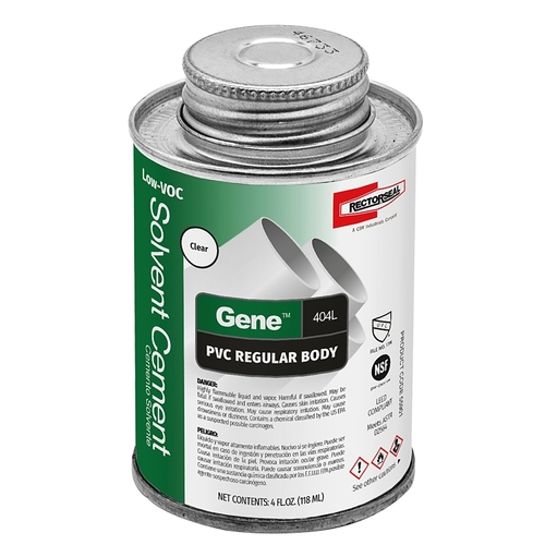 Solvent Cement Gene Clear For PVC 4 oz Clear