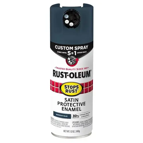 Rust Preventative Spray Paint, Satin, Midnight Blue, 12 oz, Can