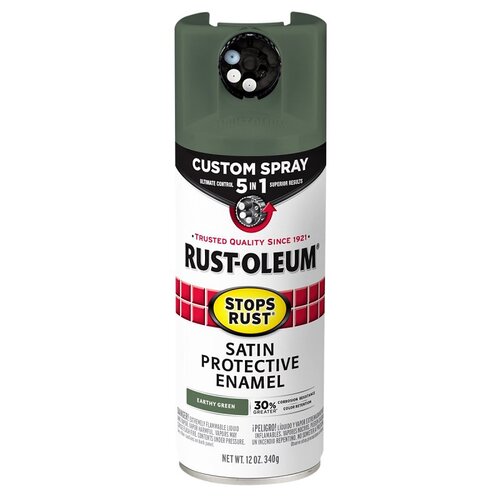 Rust Preventative Spray Paint, Satin, Earthly Green, 12 oz, Can