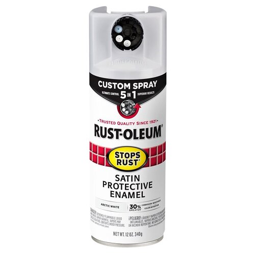 Rust Preventative Spray Paint, Satin, Arctic White, 12 oz, Can