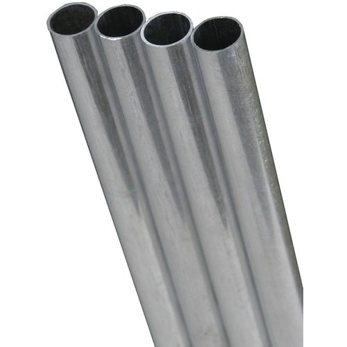 Decorative Metal Tube, Round, 12 in L, 5/16 in Dia, 22 ga Wall, Stainless Steel, Polished