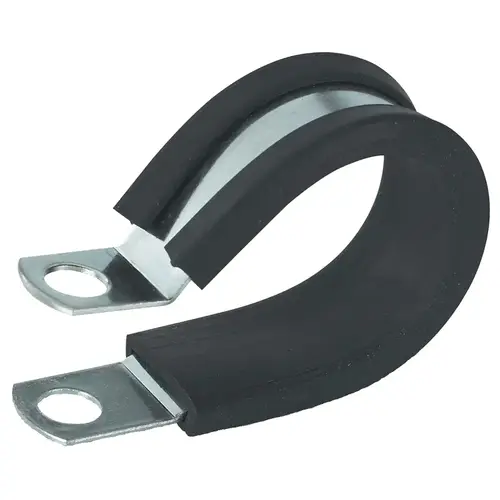 Insulated Clamp, 5/8 in Max Bundle Dia, Rubber/Steel, Black Pair