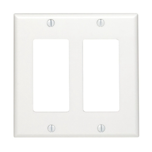 Wall Plate Decora White 2 gang Thermoset Plastic Decorator White