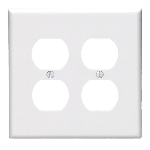 Wall Plate White 2 gang Thermoset Plastic Duplex Outlet White