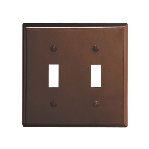 Wall Plate Brown 2 gang Thermoset Plastic Toggle Brown