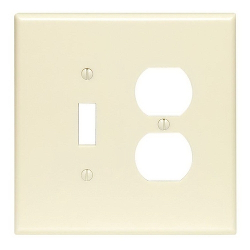 2-Gang 1-Toggle 1-Duplex Combination Wall Plate, Ivory