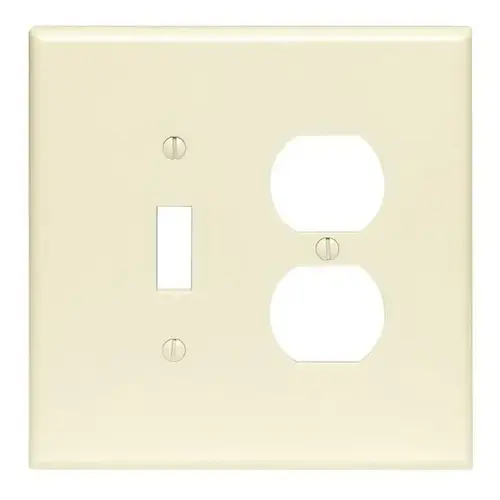 Leviton R51-86005-00I 2-Gang 1-Toggle 1-Duplex Combination Wall Plate, Ivory