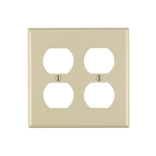 86016 Receptacle Wallplate, 4-1/2 in L, 4-9/16 in W, 2 -Gang, Thermoset Plastic, Ivory, Smooth