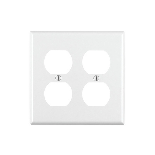 2-Gang Standard Size Duplex Outlet Wallplate, White