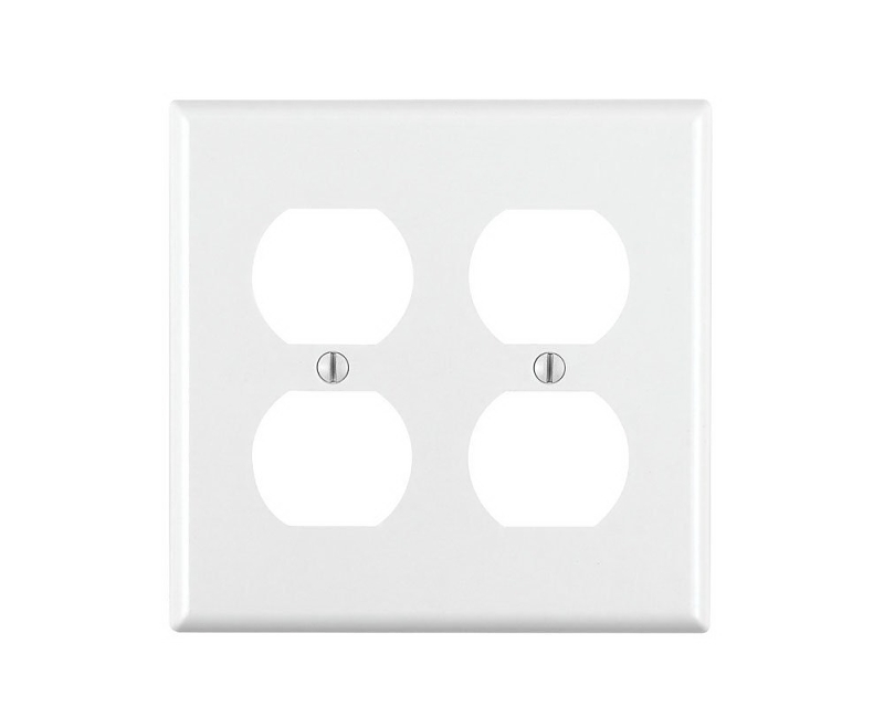 Leviton R52-88016-00W 2-Gang Standard Size Duplex Outlet Wallplate, White