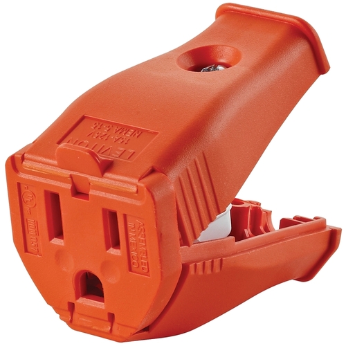 Leviton 3W102-0OR Hinged Cord Outlet Commercial and Residential Thermoplastic Straight Blade 5-15R 18-12 AWG 2 Orange