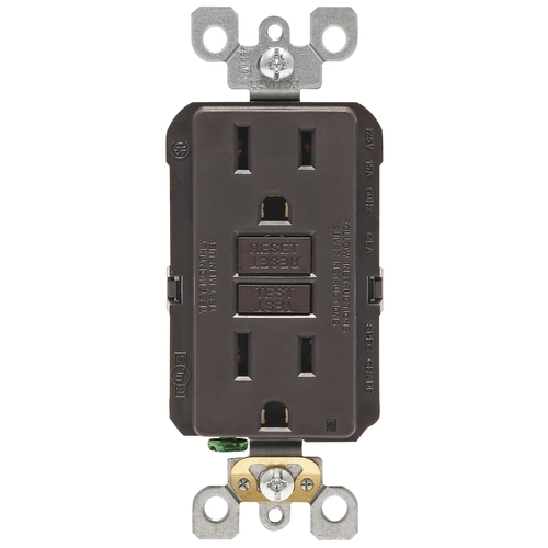 GFCI Outlet SmartlockPro 15 amps 125 V Duplex Brown 5-15R Brown