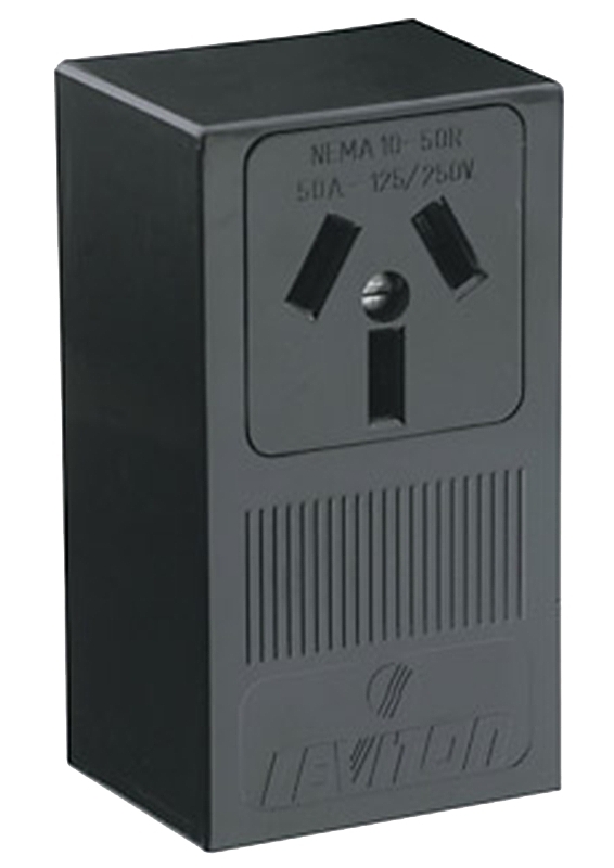 Leviton R20-05050-P00 B01-05050-000 Electrical Receptacle, 3 -Pole, 125/250 V, 50 A, NEMA: NEMA 10-50R, Black