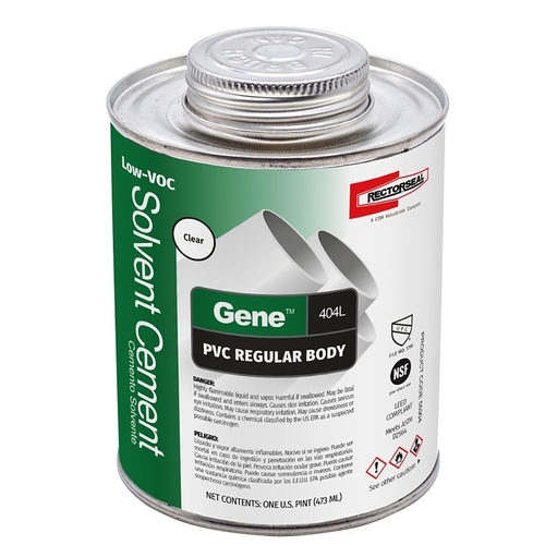 RectorSeal 4599452 Solvent Cement Gene Clear For PVC 16 oz Clear