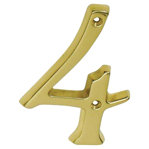 House Number, Character: 4, 4 in H Character, Brass Character, Brass