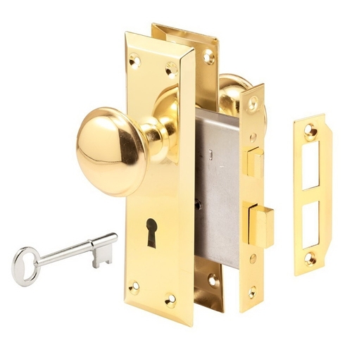 Mortise Lockset Security Bright Brass Grade 1 1-3/4" Bright Brass