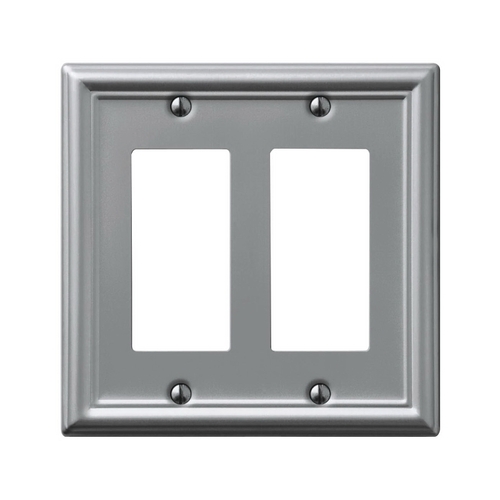 Wall Plate Chelsea Brushed Nickel Gray 2 gang Stamped Steel Rocker Brushed Nickel