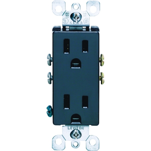 Outlet Decora 15 amps 125 V Duplex Black 5-15R Black