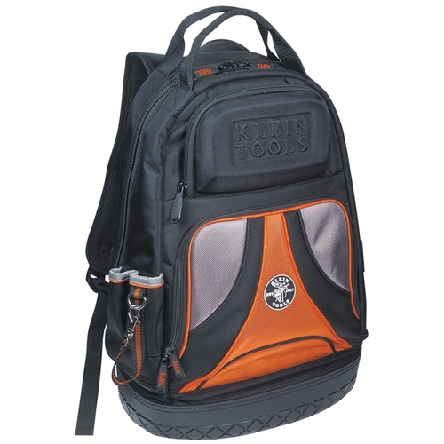 20 in. Tradesman Pro Organizer Black Tool Backpack Black and orange with a bright orange interior
