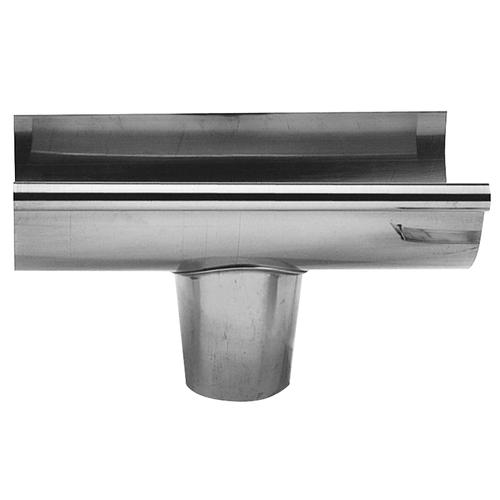 AMERIMAX HOME PRODUCTS DE2653 Gutter End With Drop Outlet, Galvanized, For Use With 5-In. Half Round Gutter Gray