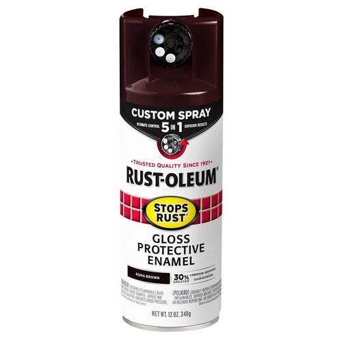 Rust Preventative Spray Paint, Gloss, Kona Brown, 12 oz, Can