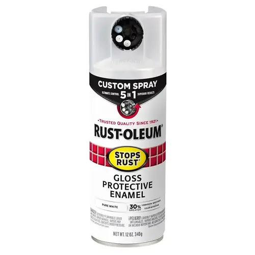 5-In-1 Enamel Paint, Gloss, Pure White, 12 oz, Aerosol Can